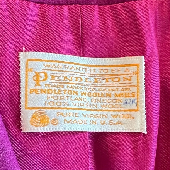 PENDLETON Vintage Wool Fuschia Single Breasted Blazer Size 12 - Picture 6 of 7